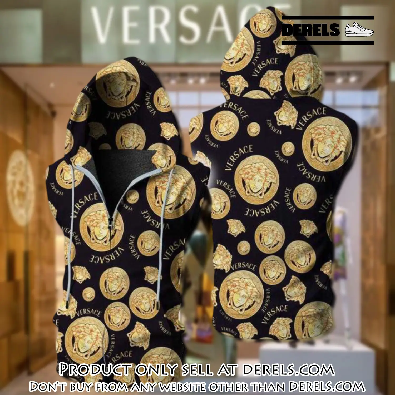 Gianni versace unisex sleeveless zip up hoodie luxury for men women szh003 dr2548834